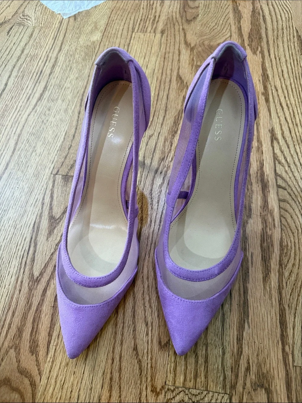 GUESS Lavender Pointed-Toe Suede Pumps with Mesh Insets size 9.5